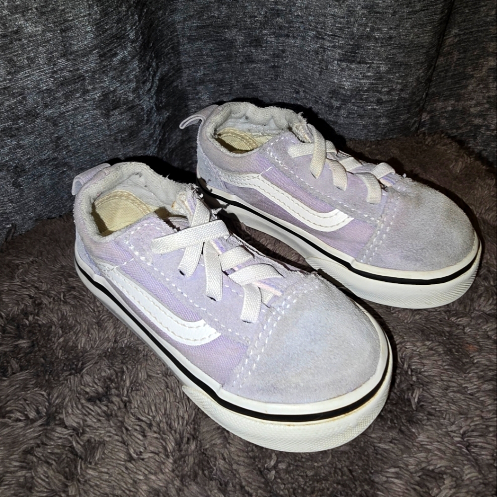 Vans Toddler baby 6 sneakers old skool elastic lace shoes lilac lavender pastel